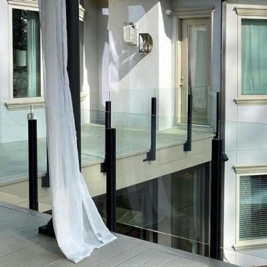 Imagem de Braçadeira de corrimão de aço inoxidável para painéis de 3/10-1/5.1 cm - Extremidade, poste de canto - Balaustrada moderna para varanda, deck, escadas e jardim - Poste de extremidade direita