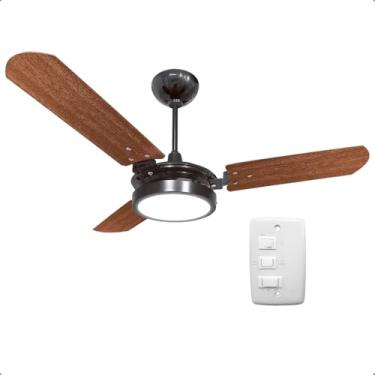Imagem de Ventilador de Teto Potente Pás MDF LED Branco 3000K Beltempo Brizzo 220V (Preto/Mogno)