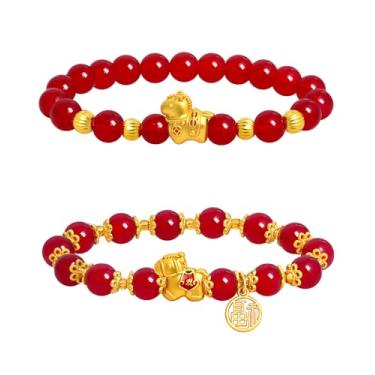 Imagem de Ronglry Pulseiras de corda vermelha do ano novo chinês 2026 do zodíaco chinês berloques de cavalo pulseiras de corda trançadas feitas à mão pulseira de boa sorte para mulheres e homens, adjustable