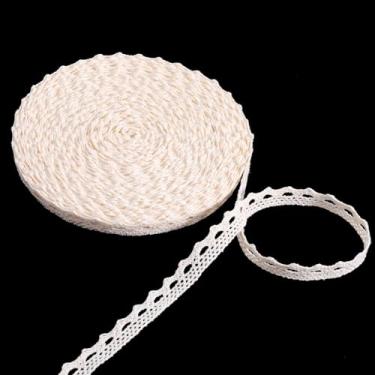 Imagem de Acabamento de fita de crochê de renda de 30 m x 0,4 polegadas, acabamento de renda vintage branco para costura, acabamento de tecido de renda de crochê de algodão para artesanato de costura, embrulho