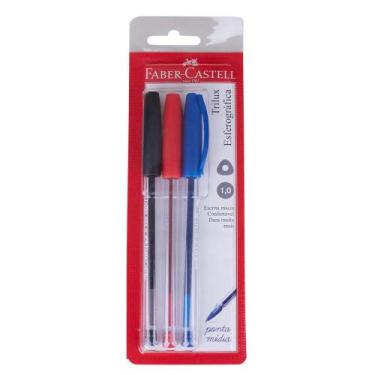 Imagem de Caneta Esferográfica Trilux Azul Preta Vermelha Faber Castell SM/032 -