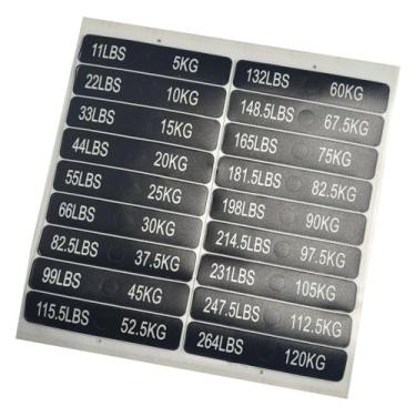 Imagem de oshhni Etiquetas adesivas para pilhas de pesos, equipamentos de ginástica, adesivos para placas de peso para exercícios na academia, 5 Kg a 120 Kg