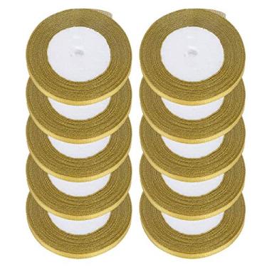 Imagem de Acouto 10 Peças Fita Dourada 25 Jardas/rolo para Artesanato, Decoração de Casamento, Embrulho de Presente e Laços – Design Macio e Elegante