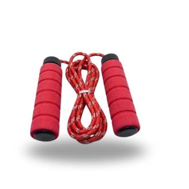 Imagem de Corda de Pular para Exercícios Aeróbicos 2,8m em EVA e Borracha Leve, Resistente e Confortável, Ideal para Fitness, Emagrecimento, Cross Training e Treino Funcional (VERMELHO)
