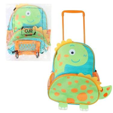 Imagem de Mochila Infantil Dino Verde C/ Rodinhas E Alça Retrátil 14l
