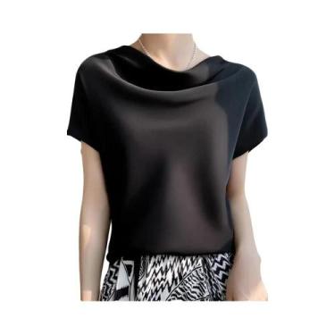 Imagem de Blusa Casual De Verão Para Mulheres Em Seda Branca Elegante Com Manga 