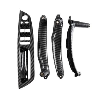Imagem de Maçaneta interna da porta do carro, compatível com bmw x5, x5, e70, e71, e72, fibra de carbono, lhd, rhd, painel interno, capa de guarnição, 7 opções de cores(Carbon Fiber LHD)