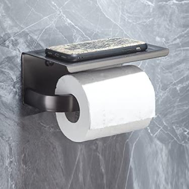 Imagem de Kit de acessórios de banho kit de acessórios de banheiro cinza cobre, suporte para celular, escova de banheiro, gancho de roupas, copo duplo, ferragens de banheiro montado na parede (cor: suporte para