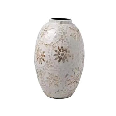 Imagem de Vaso estilo creme retrô vaso concha sala de estar mesa de entrada arranjo de flores ornamentos vasos de flores (D)