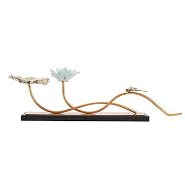 Imagem de U5GAAALPPQ9 Nova liga chinesa gloden ornamentos criativos sala de estar estudo varanda mobiliário doméstico artesanato decoração zen lótus artesanato arte (cor: Estilo 1)