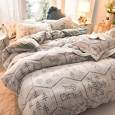 Imagem de Jogo de cama de 4 peças, conjunto de edredom para todas as estações, tamanho king, conjunto de capas de edredom de casal com lençol com elástico, conjunto de capa de edredom de inverno macio e quente