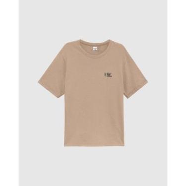 Imagem de Camiseta Masculina Manga Dobrada Em Malha Linho Texturizada Marrom - XGG-Masculino