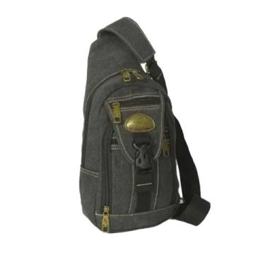 Imagem de Pochete Masculina Bolsa Transversal Em Lona Brasil Ja8016 - KVN, Preto
