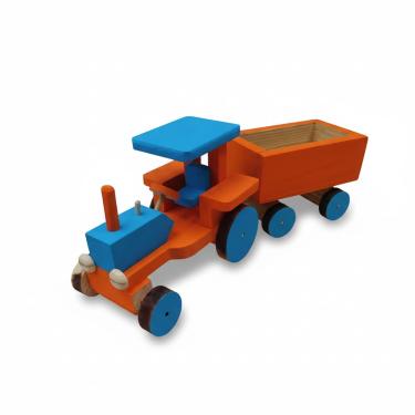 Imagem de Trator  vagão 11x30 Madeira Natural Pintura Artesanal  Decorativo brinquedo
