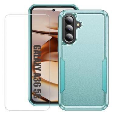 Imagem de Capa para Samsung Galaxy A36 5G com protetor de tela, capa para celular Samsung A36 5G, ajuste fino, de grau militar, resistente, proteção amortecedora para Galaxy A36 5G (verde)