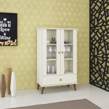 Imagem de Cristaleira Retrô com 2 Portas de Vidro - Off White - Movelbento, Bran