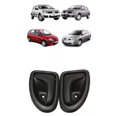 Imagem de Par Maçaneta Puxador Gatilho Porta Clio Scenic Megane Preto