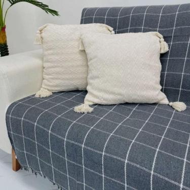 Imagem de Manta Para Sofá Grande Gigante 2,40x1,80 Xadrez Capa Protetora Cama Sofa King 2 E 3 Lugares Cinza