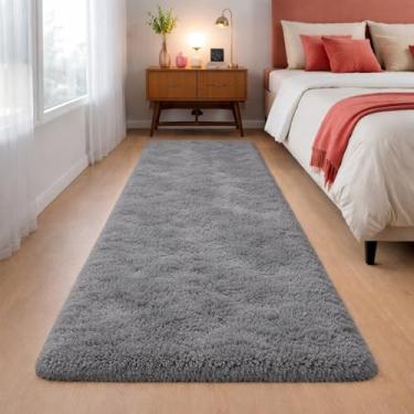 Imagem de Tapete Passadeira Felpuda 2,00x0,60 para Corredor Sala Quarto Beira de Cama(Cinza)