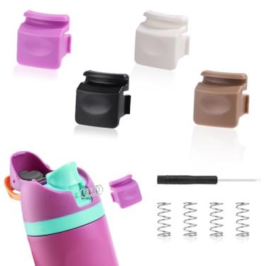 Imagem de 4 peças de tampa de substituição compatíveis com Owala FreeSip 680.4 g 947.2 g, 4 garrafas de água coloridas, vedação de tampa de boca com molas e chave de fenda peças de reposição para acessórios