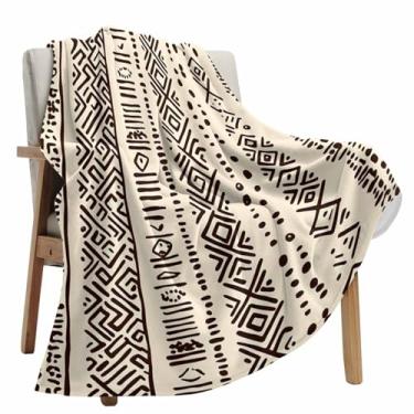 Imagem de Cobertor boho bege de lã para sofá, tribo vintage, textura africana, microfibra macia, felpudo, aconchegante, leve, cobertores para casa, cama, sofás, todas as estações, 102 x 152 ºC