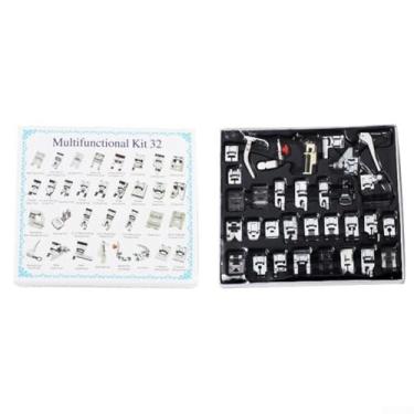 Imagem de Conjunto de calcador de acessórios de costura multifuncional para uso doméstico, conjunto de 32 peças (versão em inglês)