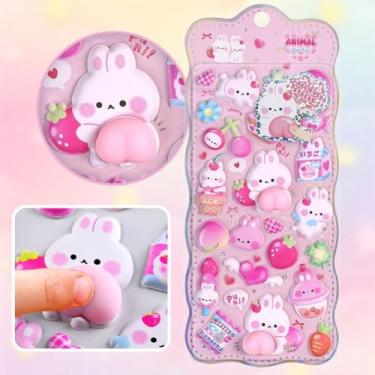 Imagem de Adesivos fofos 3D fofos desenhos animados de gato amor coração, decalques de papelaria, adesivo de desenho animado de animal de resina, decoração de adesivo de animal fofo estético, para capa de