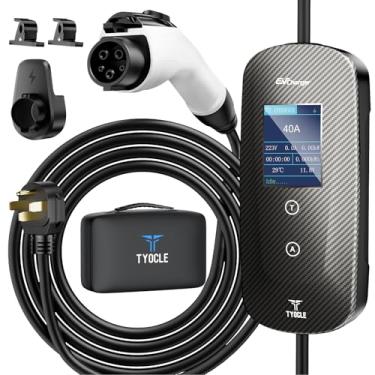 Imagem de Carregador portátil de nível 2 EV 2025 (40 Amp, 240 V, NEMA 14-50P) com cabo de 6 m. O equipamento móvel de veículo elétrico funciona com carregamento de carro em casa, oferecendo carregamento para