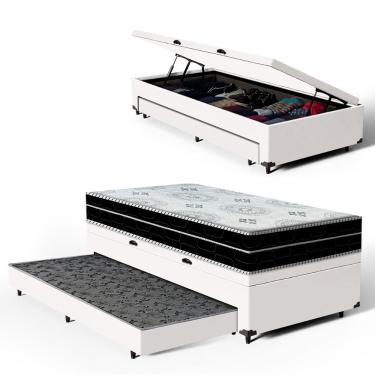 Imagem de Cama Box Baú com Colchão de Espuma D45 Pillow In Anjos OrtoConfort + Auxiliar Unique Solteiro 88cm