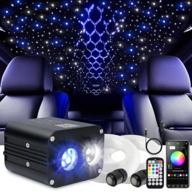 Imagem de WEBUPAR Kit De Teto De Carro Com Luz De Estrela De Duas Cores, Luzes De Fibra Óptica Rgbw De 20 W Com Ativação Por Som E Brilho, Aplicativo Bluetooth E Controle Remoto, 400 Peças X 0,03 Pol X 9,8 Pé