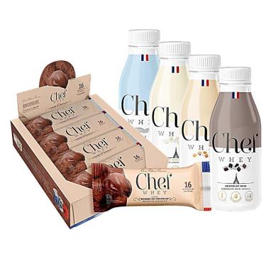 Imagem de Kit Display Chef Whey Bar 12Un + Chef Whey Dose Única 40g - Chef Whey-Unissex