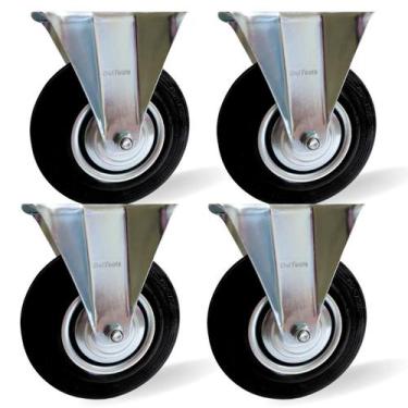 Imagem de KIT C/ 4 Rodízio Fixo de Borracha 5 Pol 125mm Beltools