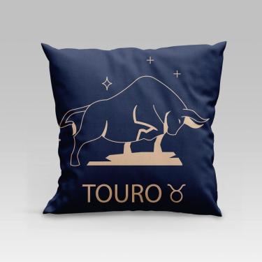 Imagem de Capa De Almofada Estampada Signos Do Zodíaco Em Veludo Suede 45cm X 45cm Touro