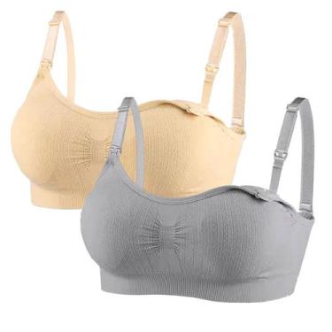 Imagem de KIT 2 Sutiãs Sutian Soutien De Amamentação Bojo Removível COR:BEGE/CIN