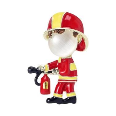 Imagem de Broches De Personagens De Bombeiros Unissex Para Meninas, Pins Pintado
