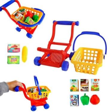 Imagem de Carrinho De Supermercado De Brinquedo Com Cesta Mercadinho - Bs Toys