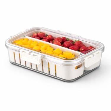 Imagem de Pote Organizador Hermético Geladeira 2 Divisões Escorredor - TOP RIO