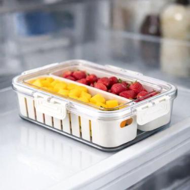 Imagem de Organizador Geladeira Hermético Tampa Com 2 Cestos Acrílico - TOP RIO