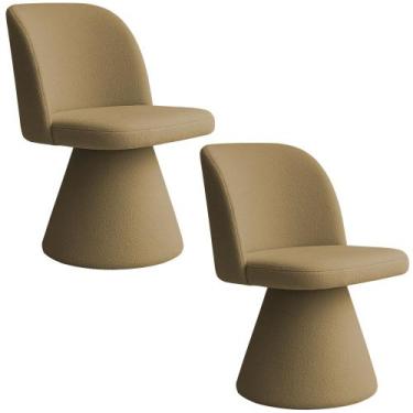 Imagem de Kit 02 Cadeiras de Jantar Giratória Liz Bouclé Camel - Nexta Casa
