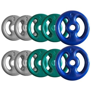 Imagem de Combo com 10 Anilhas Emborrachadas - 30 Kg-Unissex