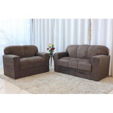 Imagem de Conjunto de Sofá de 2 e 3 lugares Marrom Liso - MULTI MÓVEIS