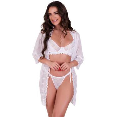 Imagem de Hobby Roupão de Dormir com Detalhe em Renda Robe Luxuoso Iza - NAKA MO