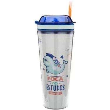 Imagem de Copo com Canudo e Pote Foca nos Estudos - Ludi