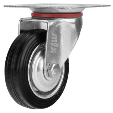Imagem de Rodizio borracha preta giratorio sem freio 3pol 75mm suporte plataform