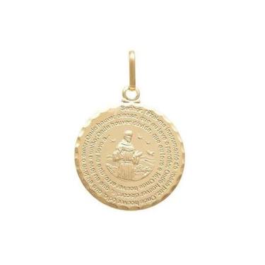 Imagem de Pingente Medalha Com Oração De São Francisco De Assis - Brilhante Folh