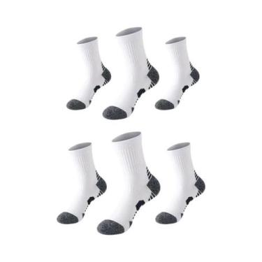 Imagem de Meias Esportivas Masculinas 3 Pares Respiráveis Para Corrida Compressã