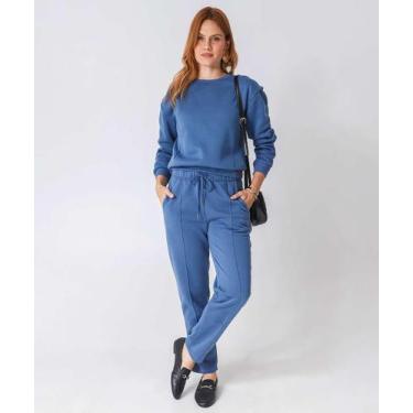 Imagem de Blusão Feminino Moletom Detalhe Ombro Marisa Azul-52207, Azul, G