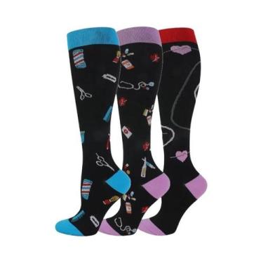 Imagem de Meias De Compressão Para Mulheres E Homens, 3 Pares, Até O Joelho, 30M