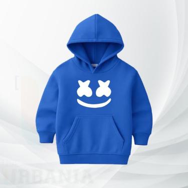 Imagem de Moletom Infantil Moleton Canguru com Capuz e Bolso Estampa DJ Marshmallow Smile Casual Inverno-Unissex