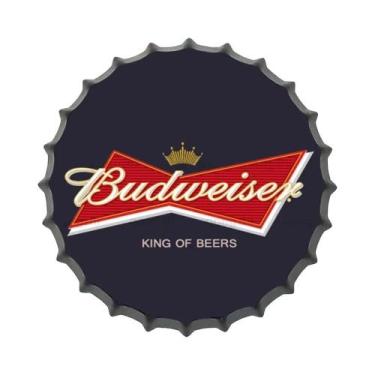 Imagem de Placa Redonda De Metal Vintage Com Tampa De Garrafa De Vinho Ou Cervej